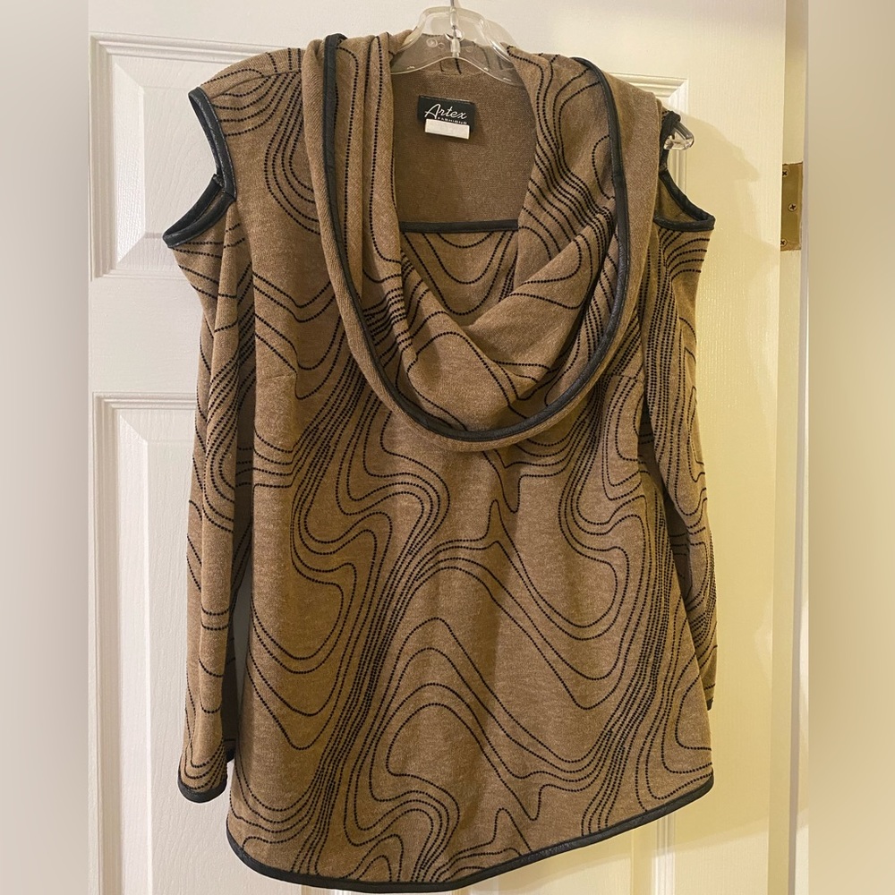 Cowl neck peek a boo shoulder sweater